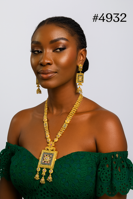 Exclusive Gold Plated Long Necklaces Set, PMJ Model No: 4932