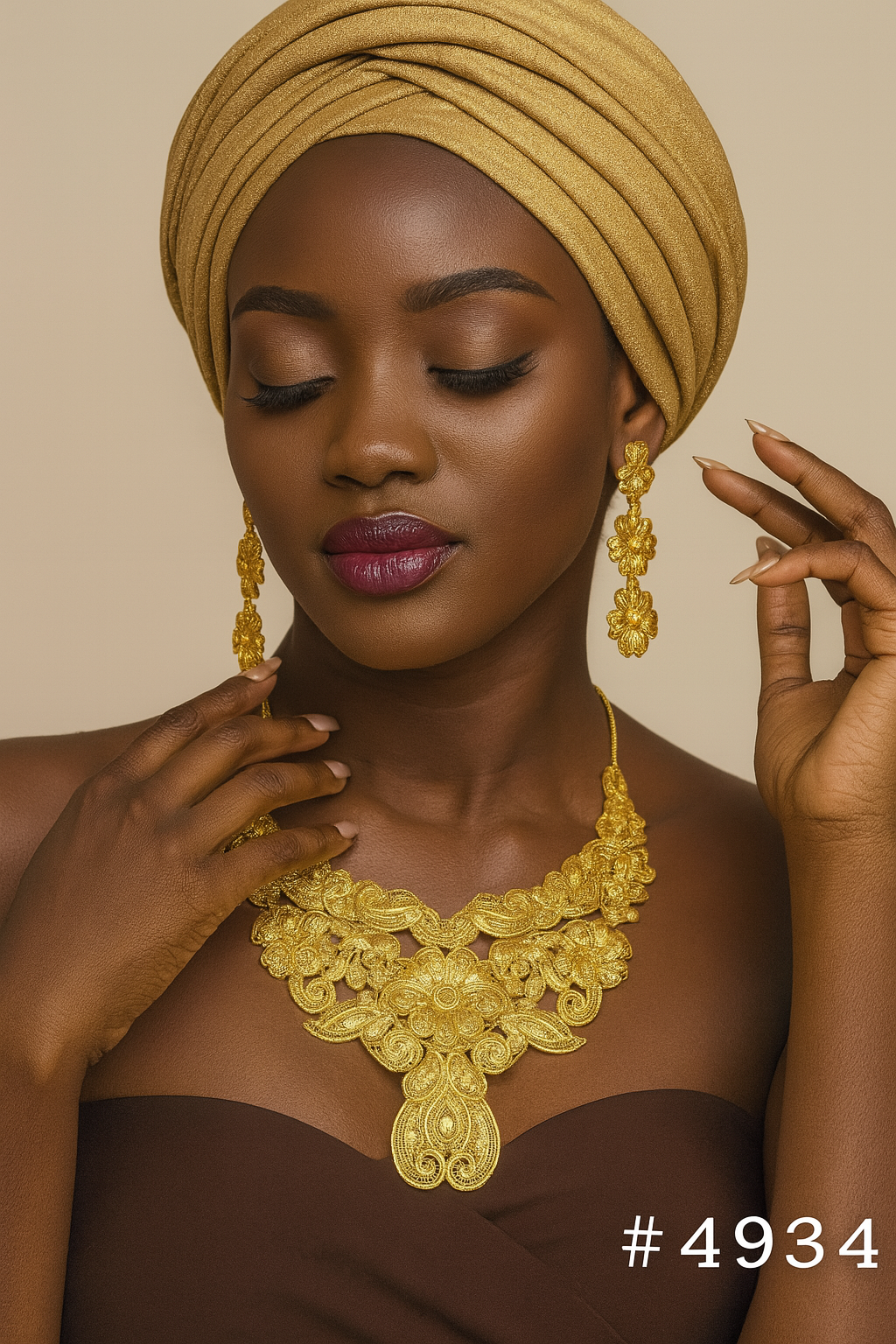 Gold Plated Bridal Short Necklace Set, PMJ Model No: 4934