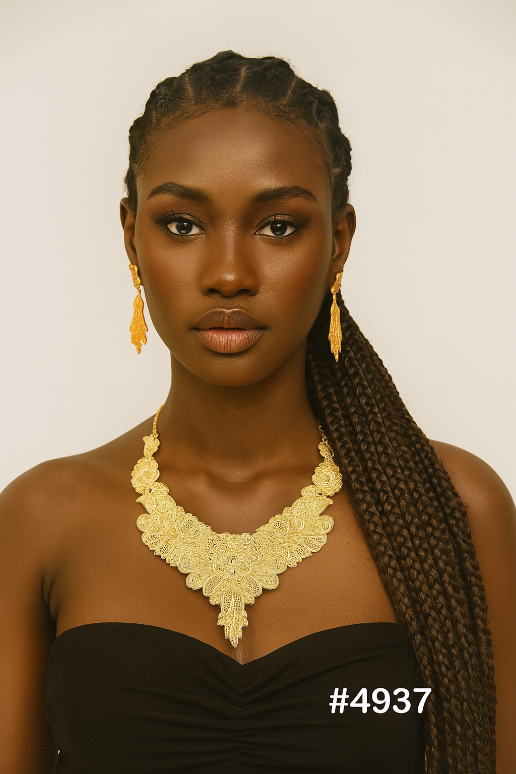 Gold Plated Bridal Short Necklace Set, PMJ Model No: 4937