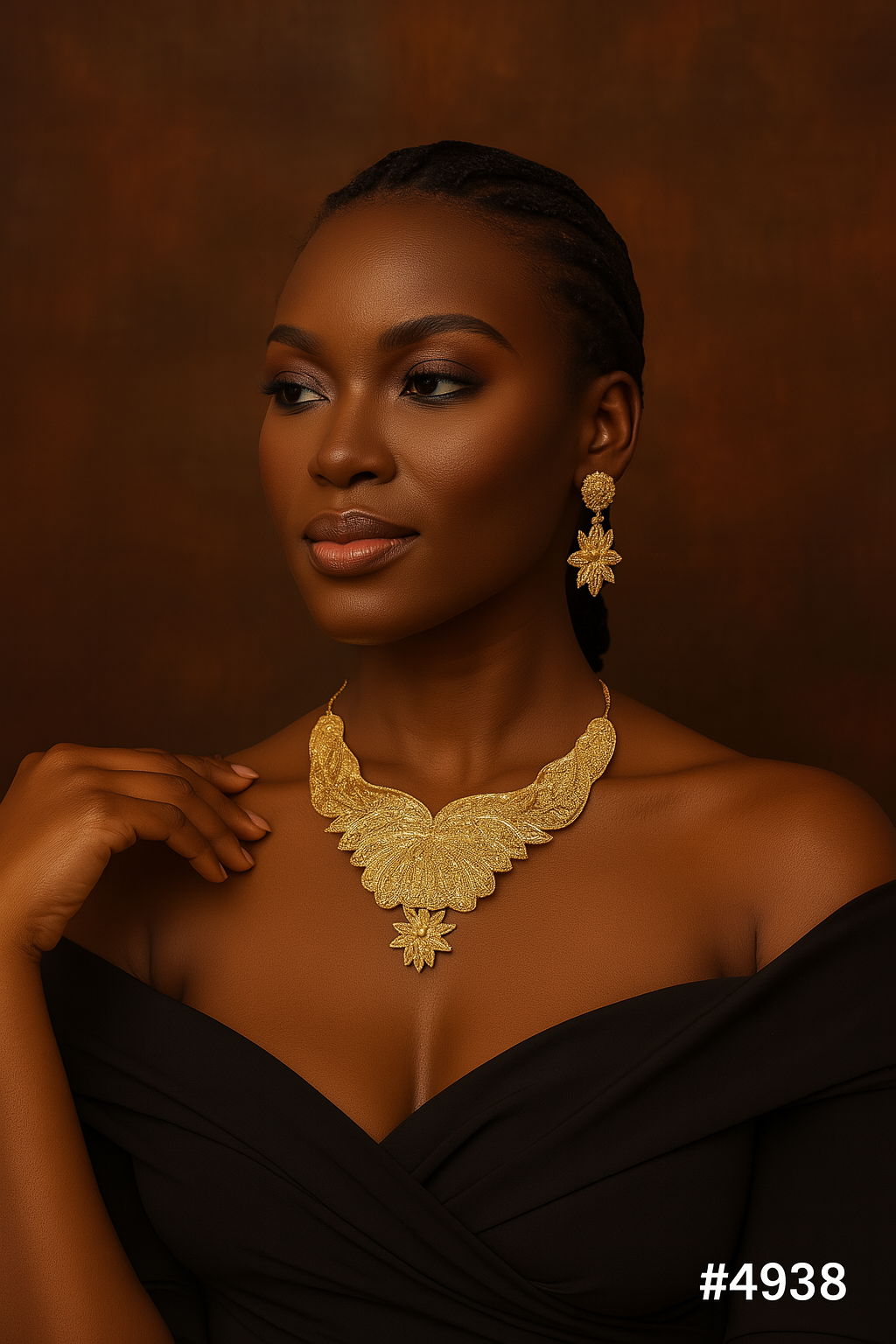 Gold Plated Bridal Short Necklace Set, PMJ Model No: 4938