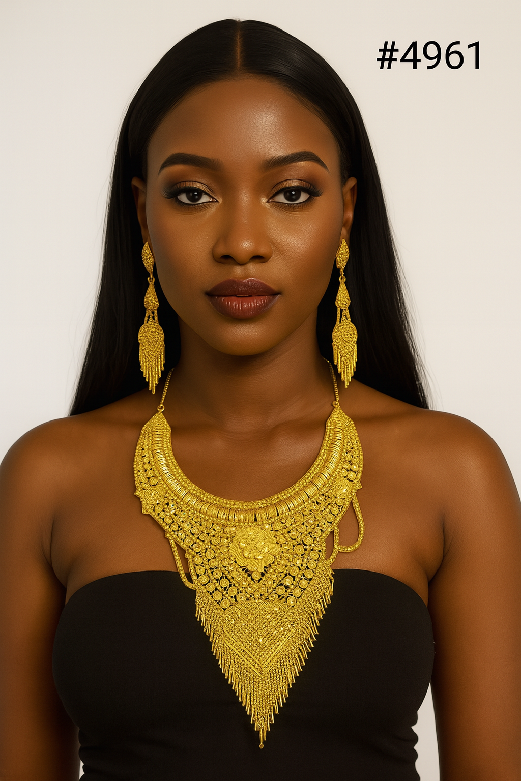 Gold Plated Bridal Short Necklace Set, PMJ Model No: 4961