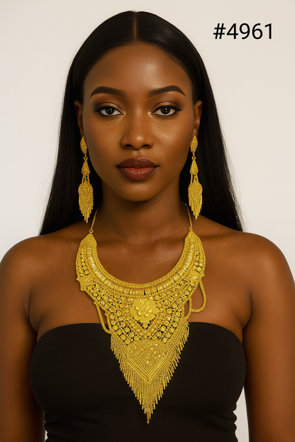 Gold Plated Bridal Short Necklace Set, PMJ Model No: 4961
