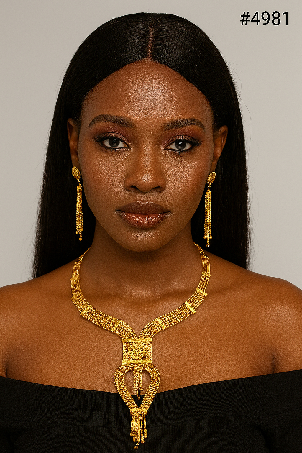 Exclusive Gold Plated Long Necklaces Set, PMJ Model No: 4981