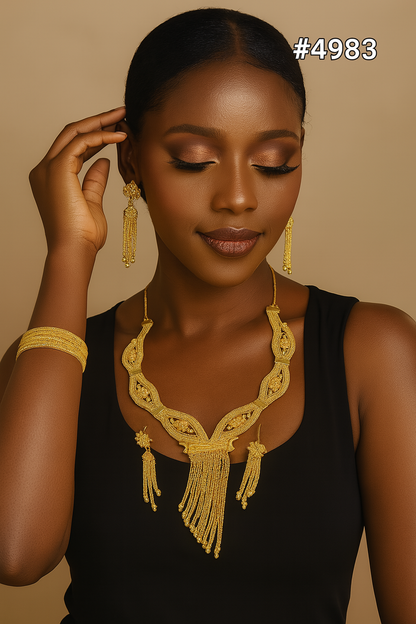 Gold Plated Short Necklace Set, PMJ Model No: 4983