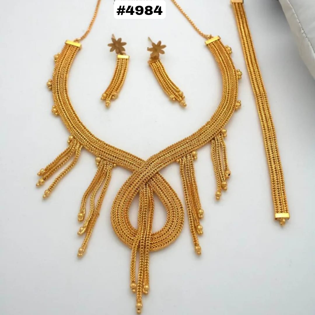 Gold Plated Short Necklace Set, PMJ Model No: 4984