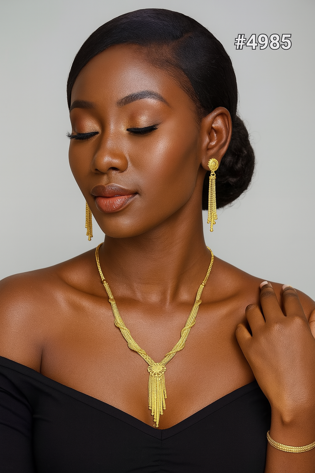 Gold Plated Short Necklace Set, PMJ Model No: 4985