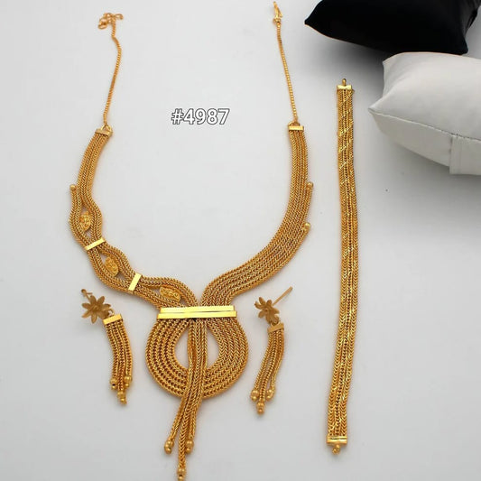 Gold Plated Short Necklace Set, PMJ Model No: 4987