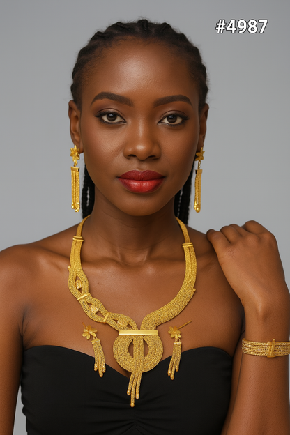 Gold Plated Short Necklace Set, PMJ Model No: 4987