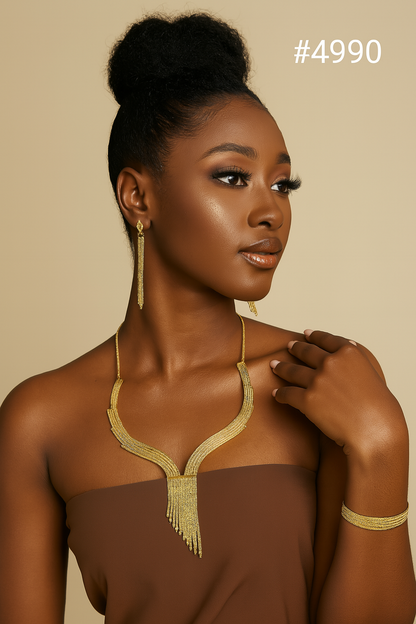 Gold Plated Short Necklace Set, PMJ Model No: 4990