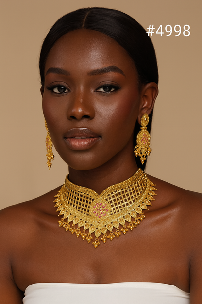 Gold Plated Short Necklace Set, PMJ Model No: 4998