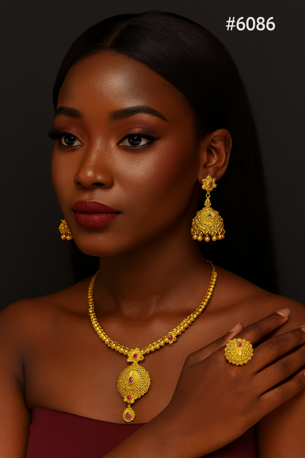 Gold Plated Bridal Short Necklace Set, PMJ Model No: 6086