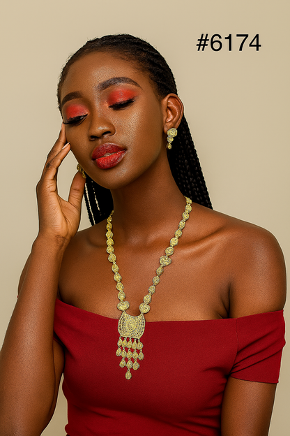 Gold Plated Long Necklace Set, PMJ Model No: 6174
