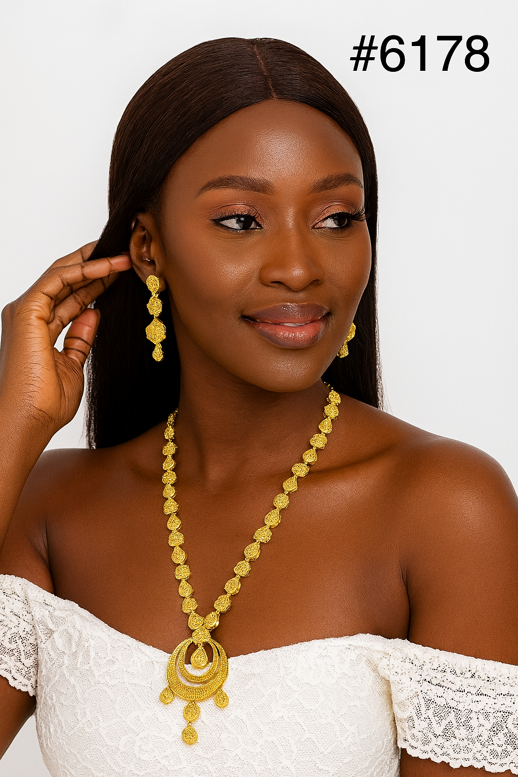 Gold Plated Long Necklace Set, PMJ Model No: 6178