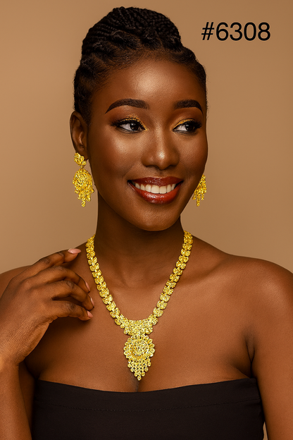 Designer Gold Plated Long Necklace Set, PMJ Model No: 6308