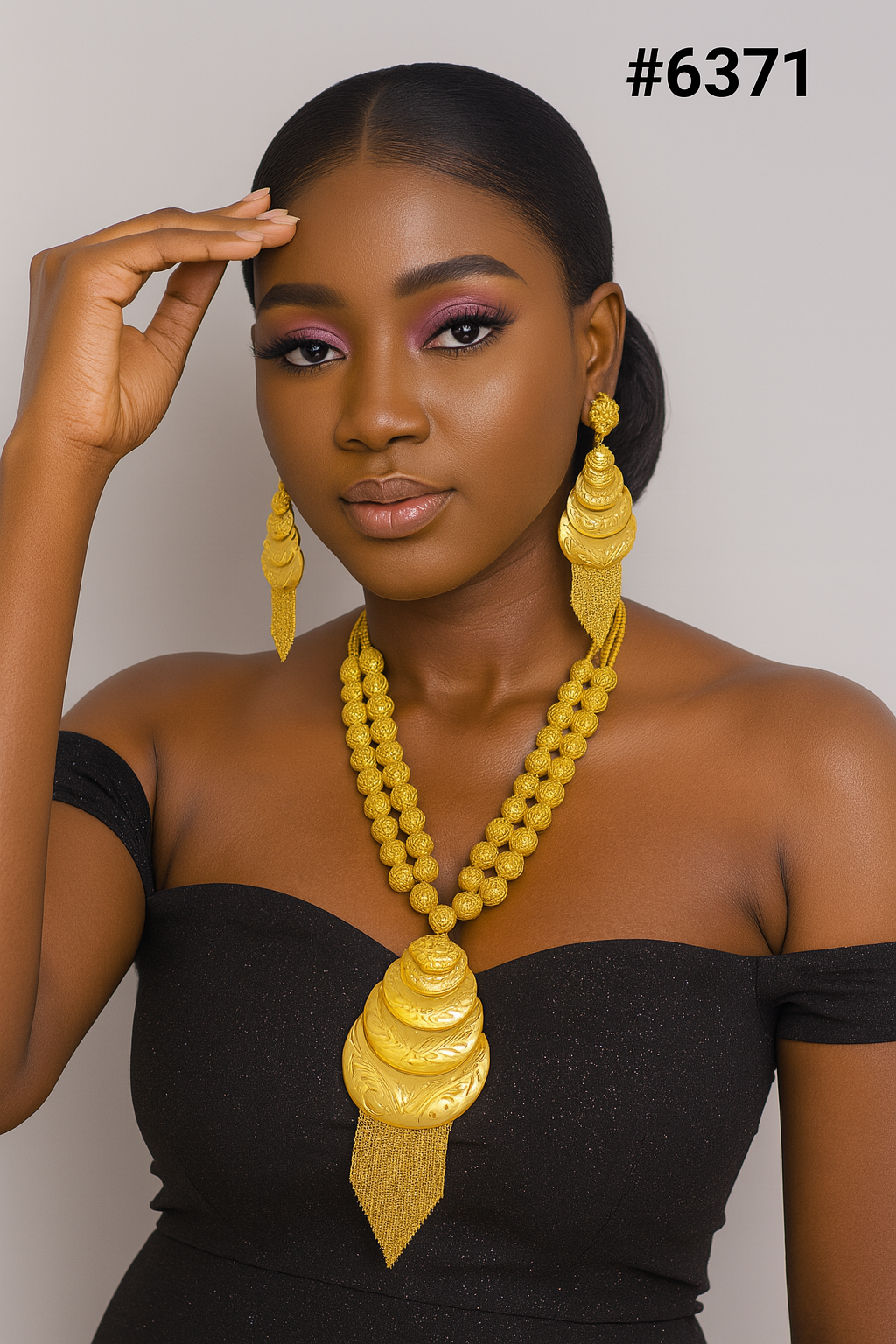 Gold Plated Hand Made Jewelry Long Necklace Set, PMJ Model No: 6371