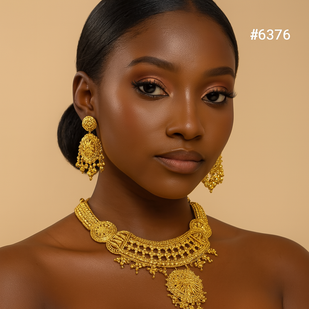 Gold Plated Short Necklace Set, PMJ Model No: 6376