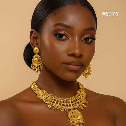 Gold Plated Short Necklace Set, PMJ Model No: 6376