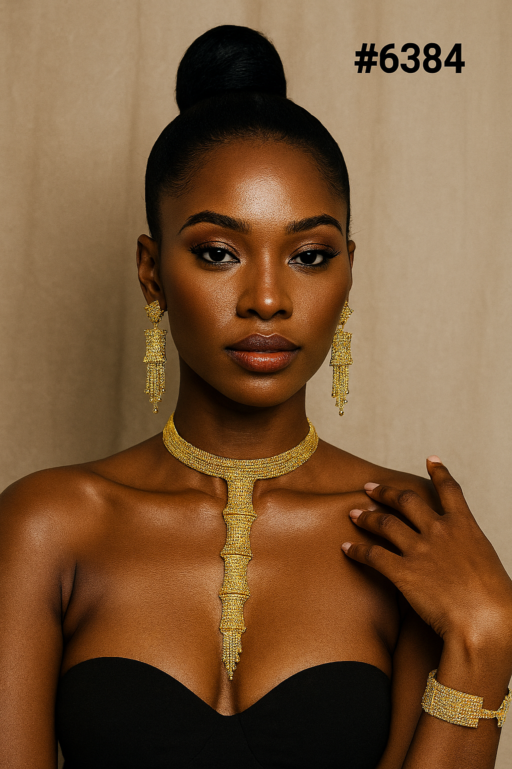 Gold Plated Hand Made Jewelry Long Necklace Set, PMJ Model No: 6384