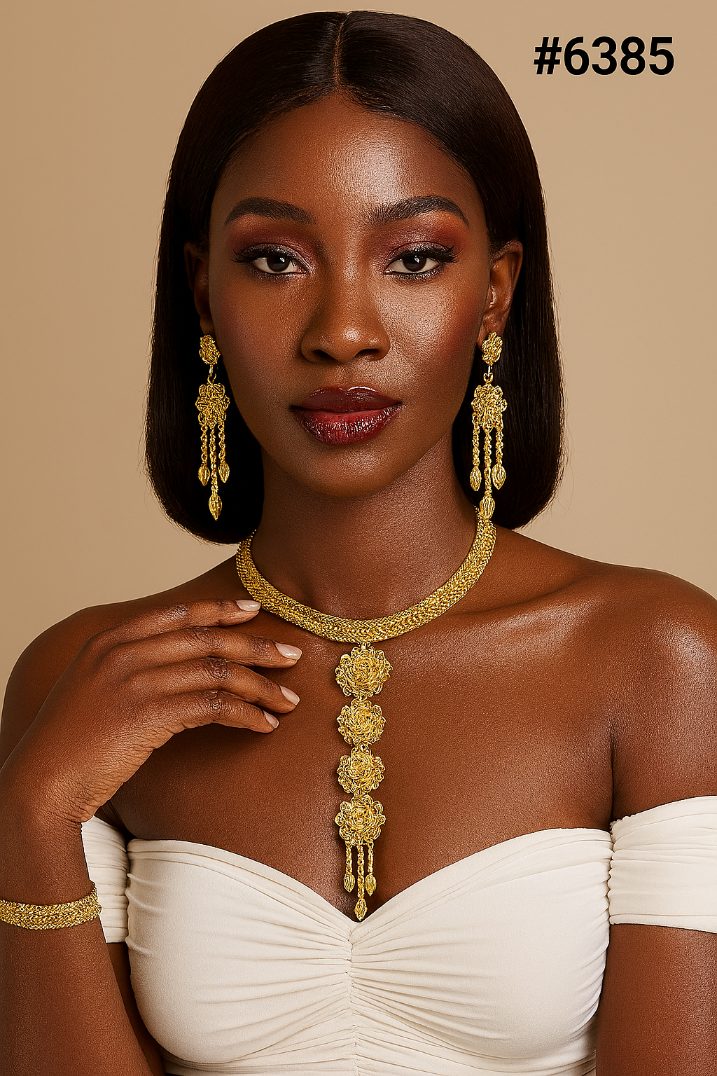 Gold Plated Hand Made Jewelry Long Necklace Set, PMJ Model No: 6385