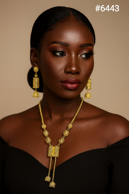 Gold Plated Long Necklace Set, PMJ Model No: 6443