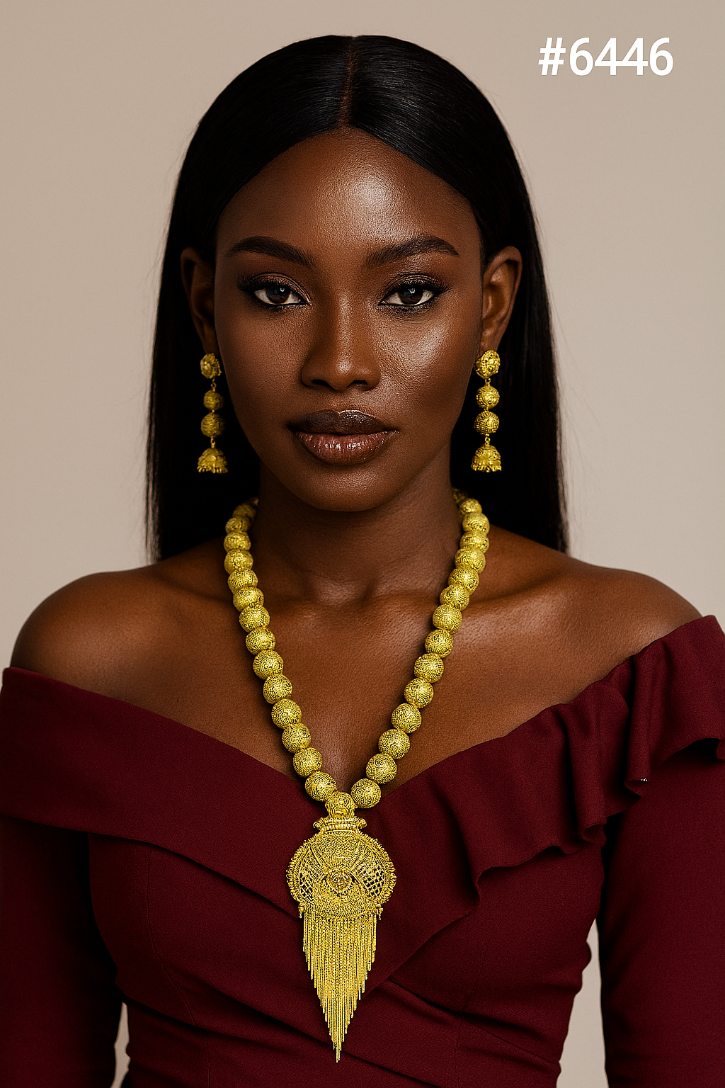 Gold Plated Long Necklace Set, PMJ Model No: 6446