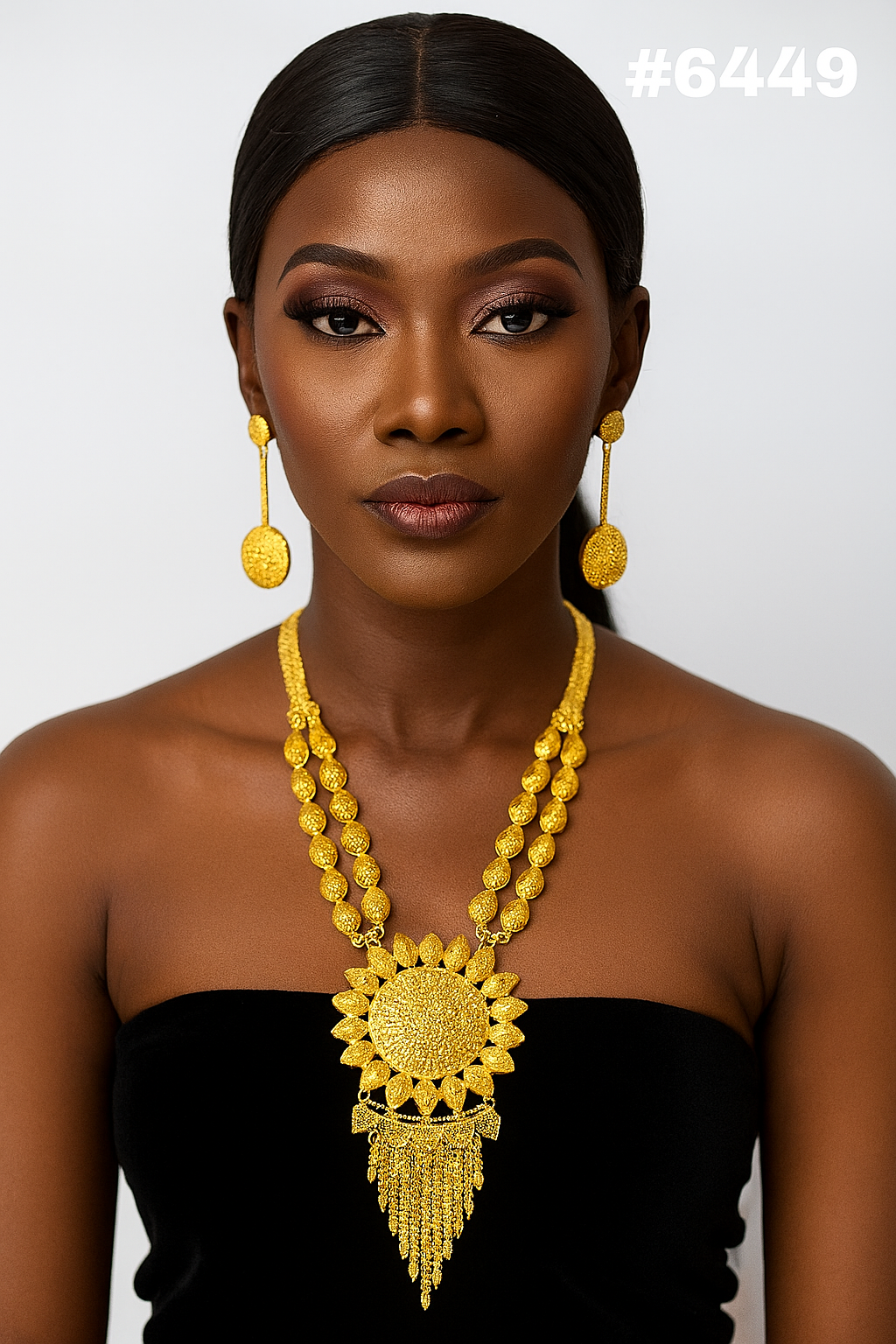 Gold Plated Long Necklace Set, PMJ Model No: 6449