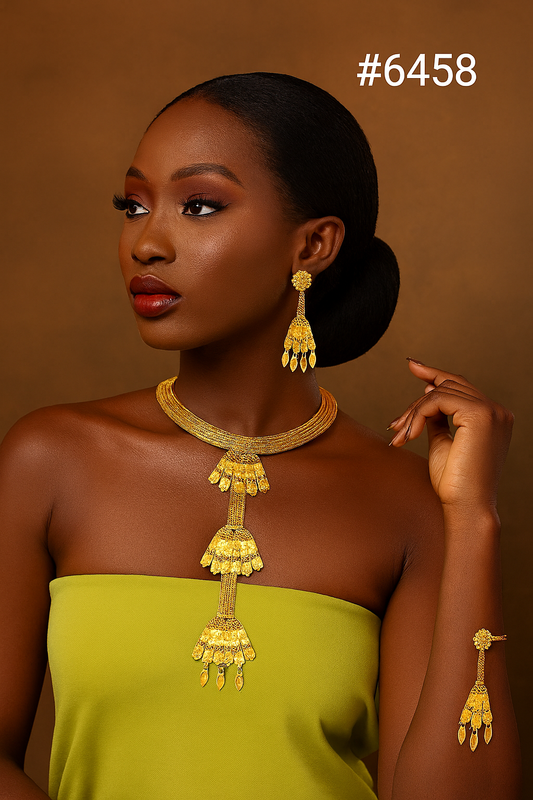 Gold Plated Long Necklaces Set, PMJ Model No: 6458