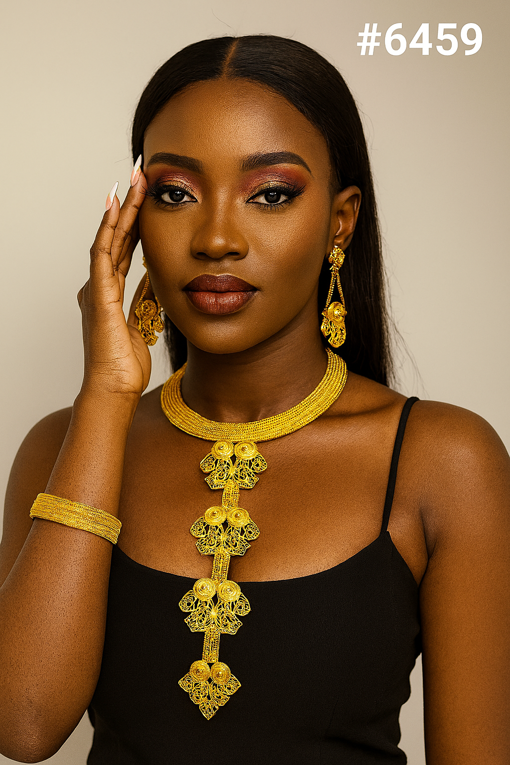 Gold Plated Long Necklaces Set, PMJ Model No: 6459