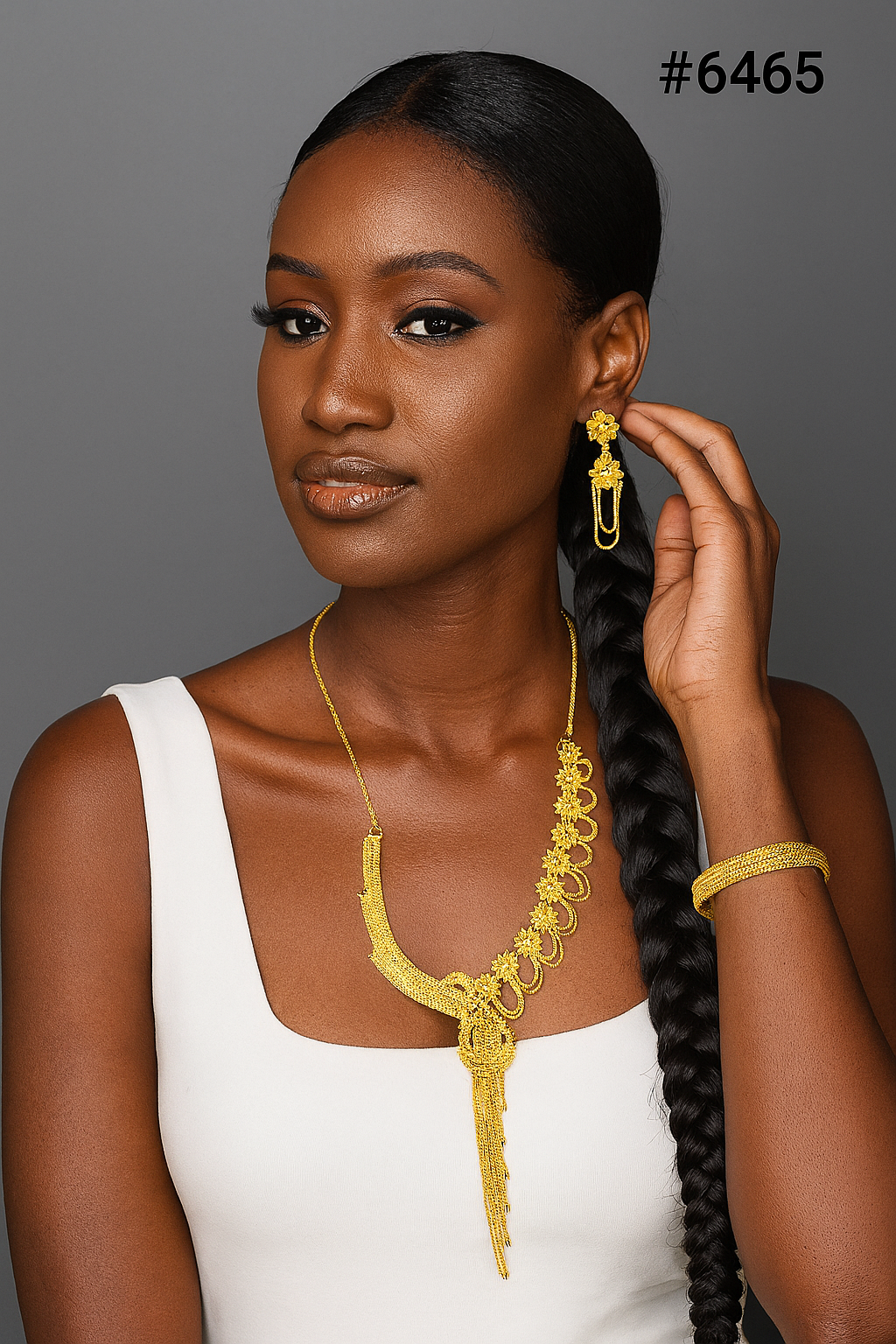 Gold Plated Bridal Short Necklace Set, PMJ Model No: 6465