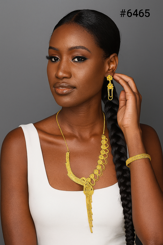 Gold Plated Bridal Short Necklace Set, PMJ Model No: 6465