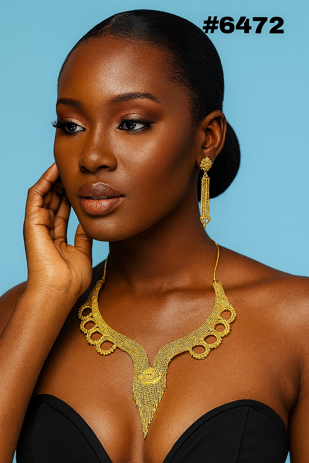 Gold Plated Bridal Short Necklace Set, PMJ Model No: 6472