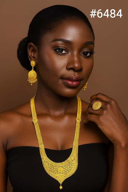 Gold Plated Long Necklaces Set, PMJ Model No: 6484