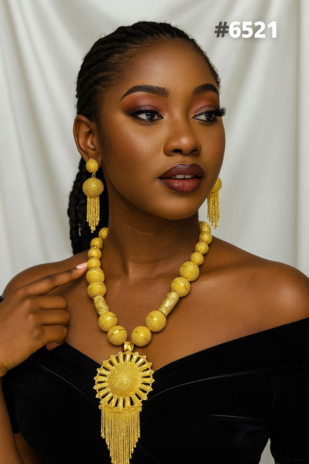 PMJ SPECIAL LONG NECKLACE WITH EARRINS AND RING MODEL No : 6521