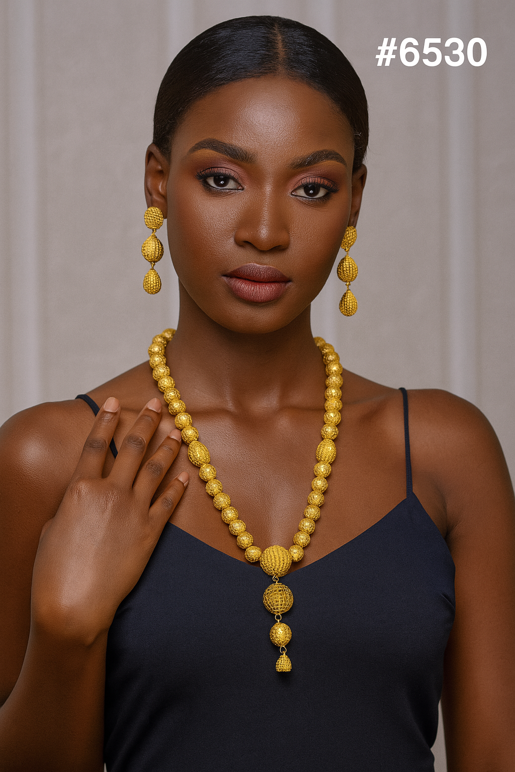 Exclusive Gold Plated Long Necklaces Set, PMJ Model No: 6530