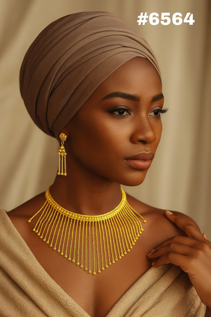 Gold Plated Hand Made Short Necklace Set, PMJ Model No: 6564