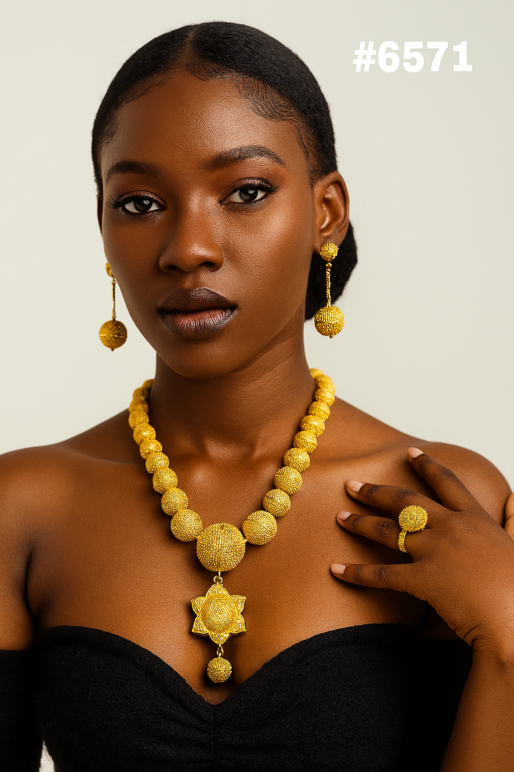 Gold Plated Hand Made Jewelry Long Necklace Set, PMJ Model No: 6571