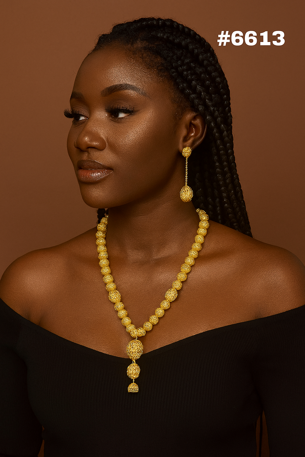 Exclusive Gold Plated Long Necklaces Set, PMJ Model No: 6613