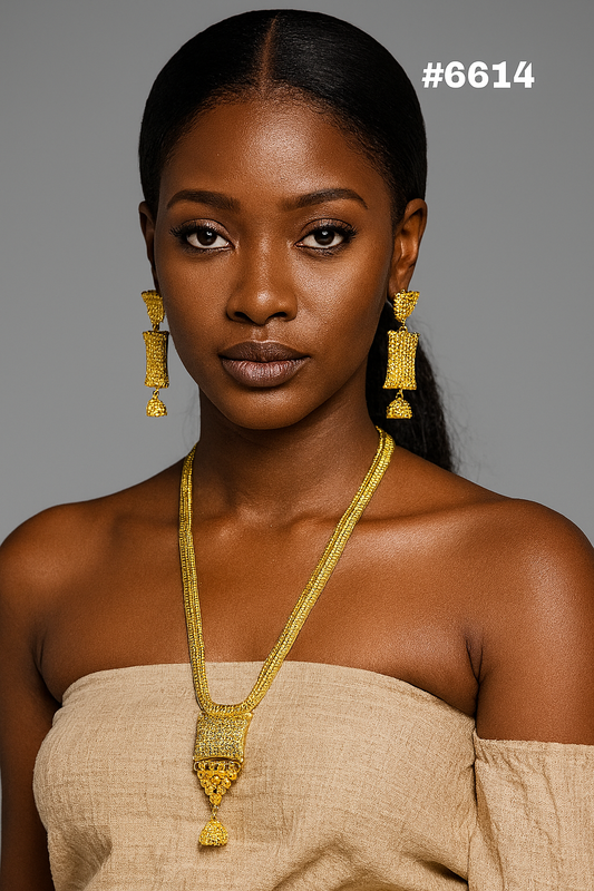 Exclusive Gold Plated Long Necklaces Set, PMJ Model No: 6614