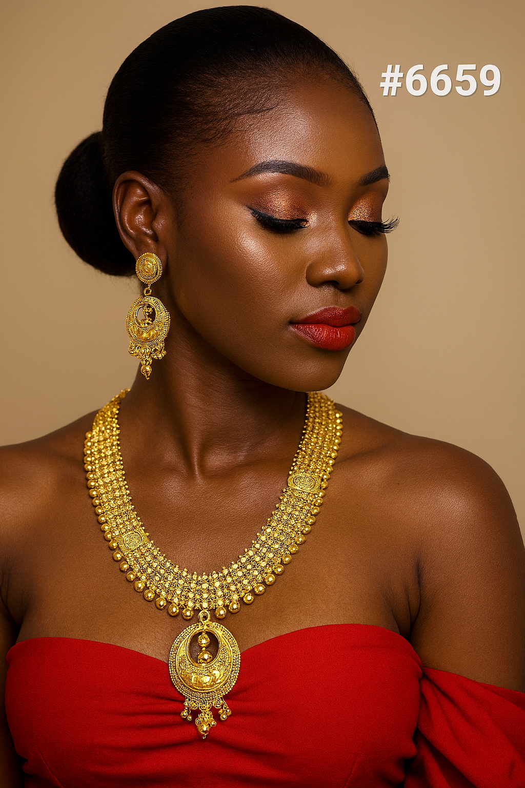 Exclusive Gold Plated Long Necklace Set, PMJ Model No: 6659