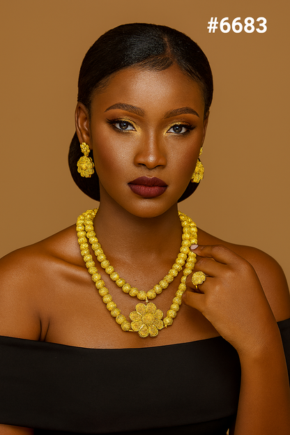 Exclusive Gold Plated Long Necklaces Set, PMJ Model No: 6683