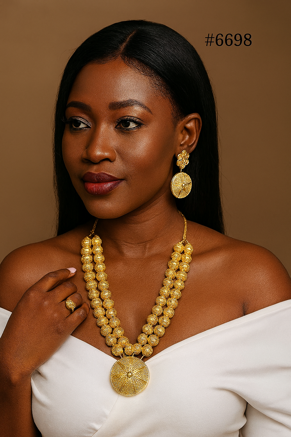 Exclusive Gold Plated Long Necklaces Set, PMJ Model No: 6698