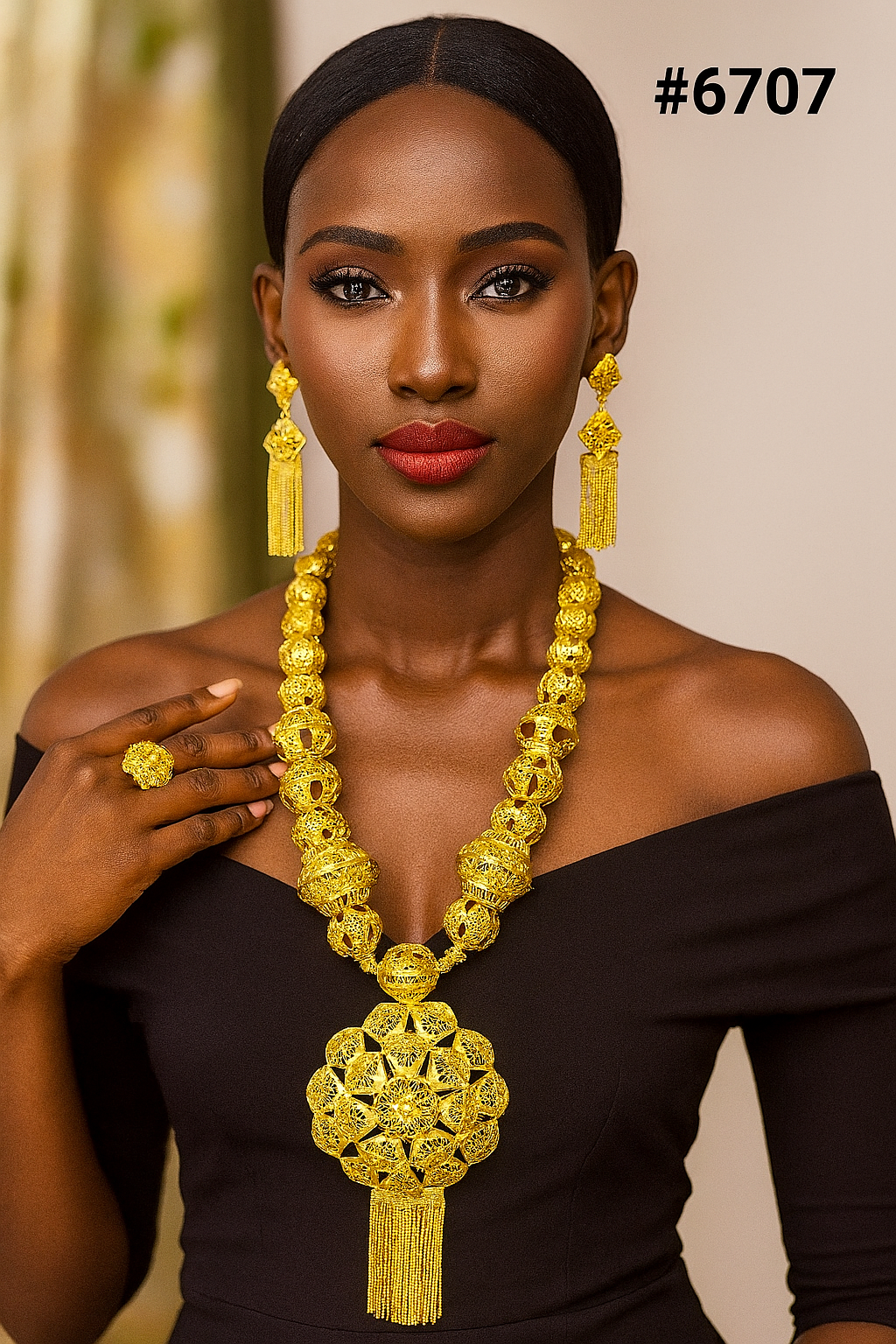 Exclusive Gold Plated Long Necklaces Set, PMJ Model No: 6707