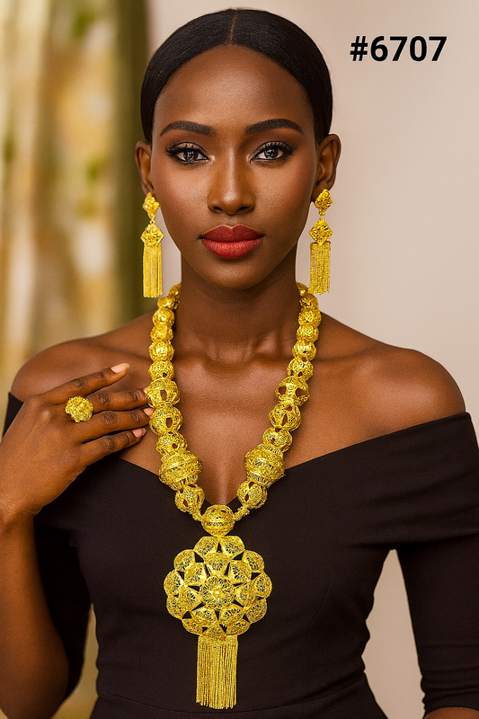 Exclusive Gold Plated Long Necklaces Set, PMJ Model No: 6707