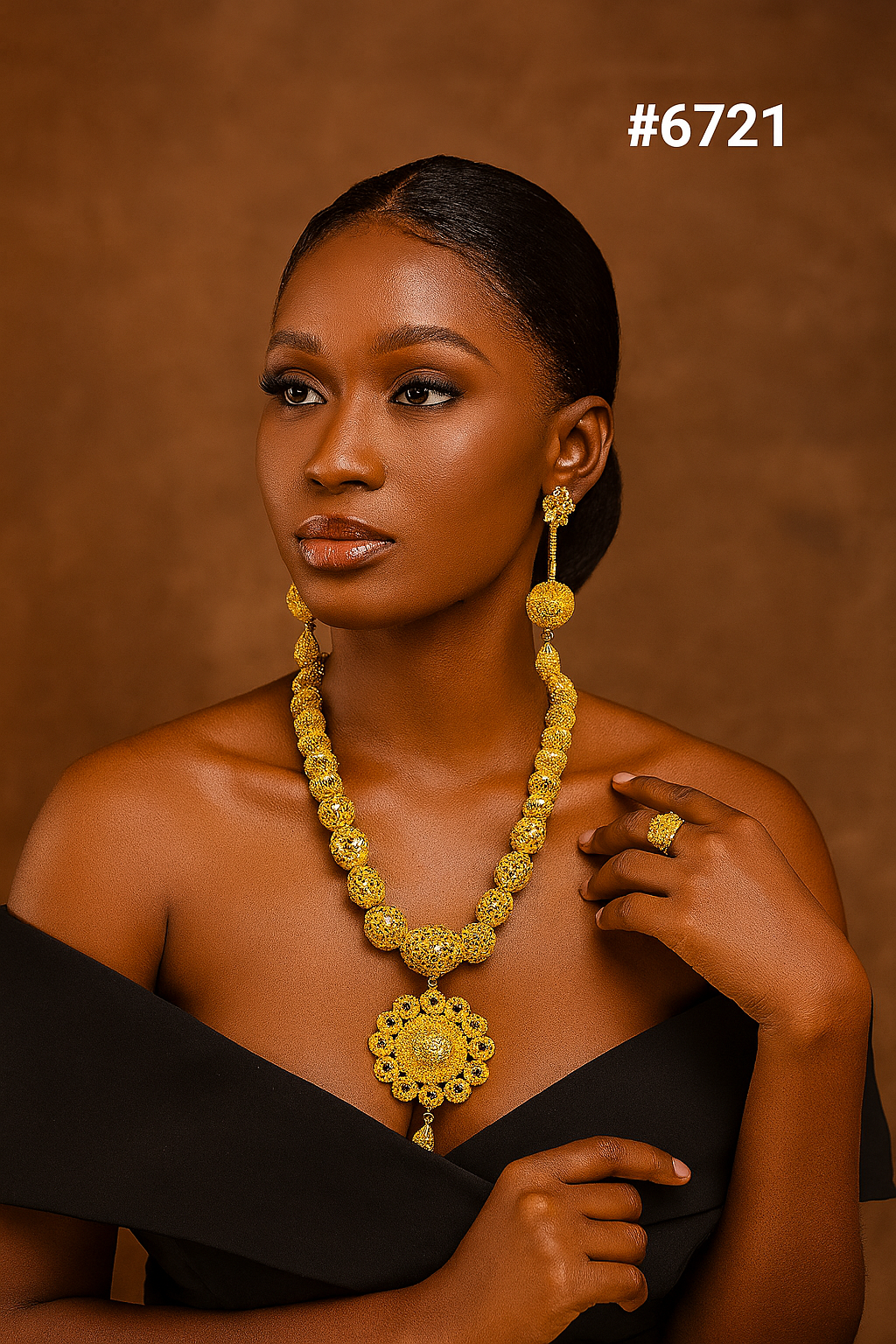 Exclusive Gold Plated Long Necklaces Set, PMJ Model No: 6721