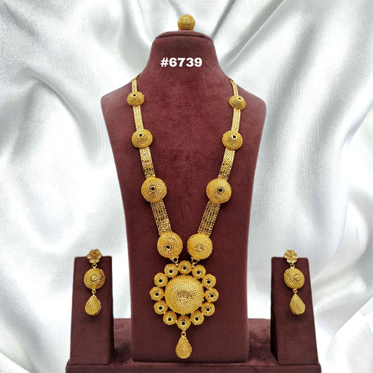 Gold Plated Long Necklace with Earrings Set, PMJ Model No: 6739