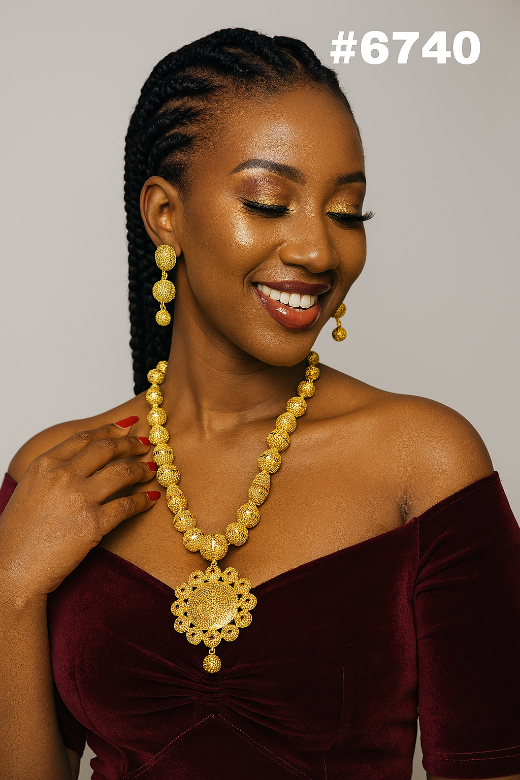 Exclusive Gold Plated Long Necklaces Set, PMJ Model No: 6740