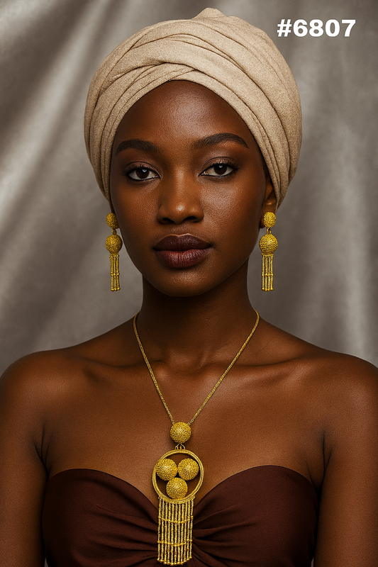 Gold Plated Long Necklace with Earrings Set, PMJ Model No: 6807