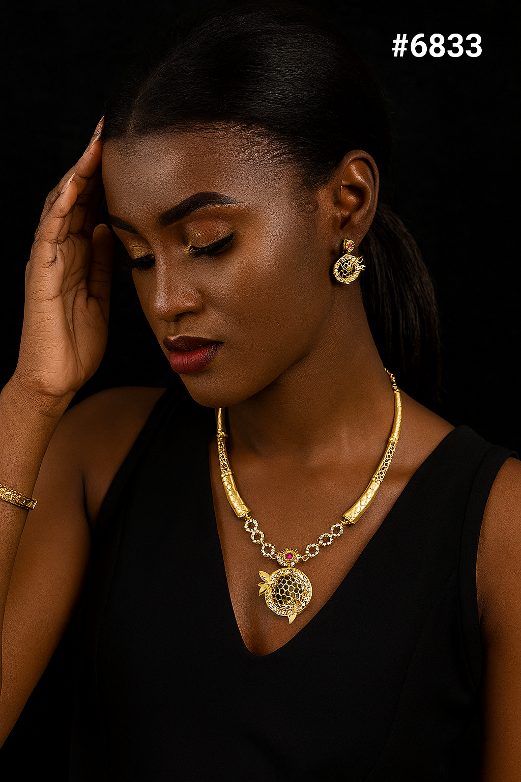 Gold Plated Small Necklace Set PMJ Model No : 6833