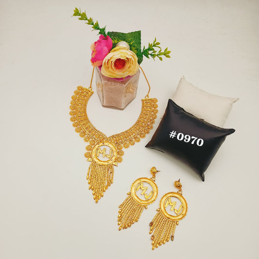 Gold Plated Small Statement Necklace Set, PMJ Model No: 970