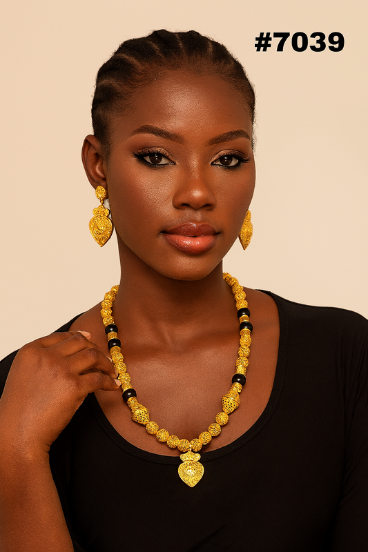 Gold Plated Hand Made Jewelry Long Necklace Set, PMJ Model No: 7039